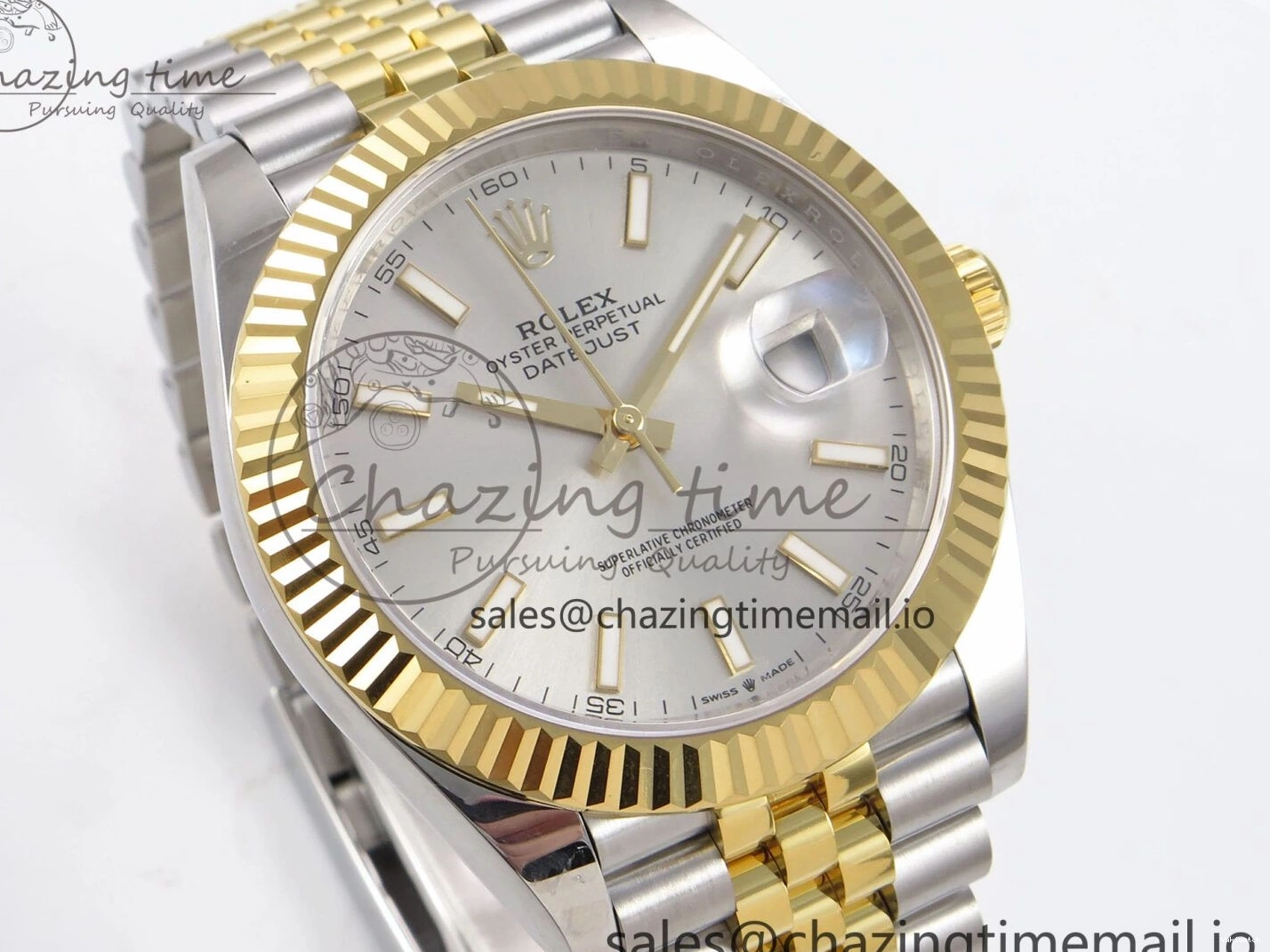 Silver 126333 Best DateJust 41 Edition A3235 SS Stick on YG EWEF Dial Jubilee Bracelet 0118
